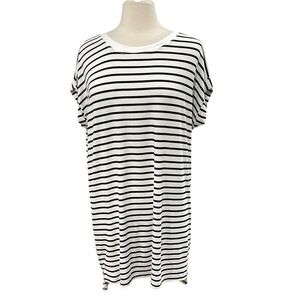 Culture Phit Stripe Short Sleeve Tee Shirt Dress SZ L White Black